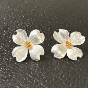 Elegant Sterling Dogwood Earrings